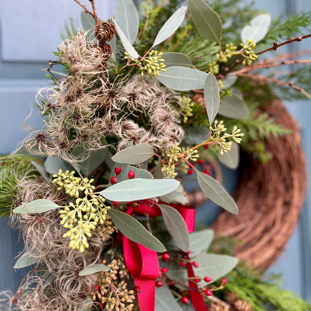 Handmade Luxury Fresh Elm Wreath “Festive Forrest Treasures”