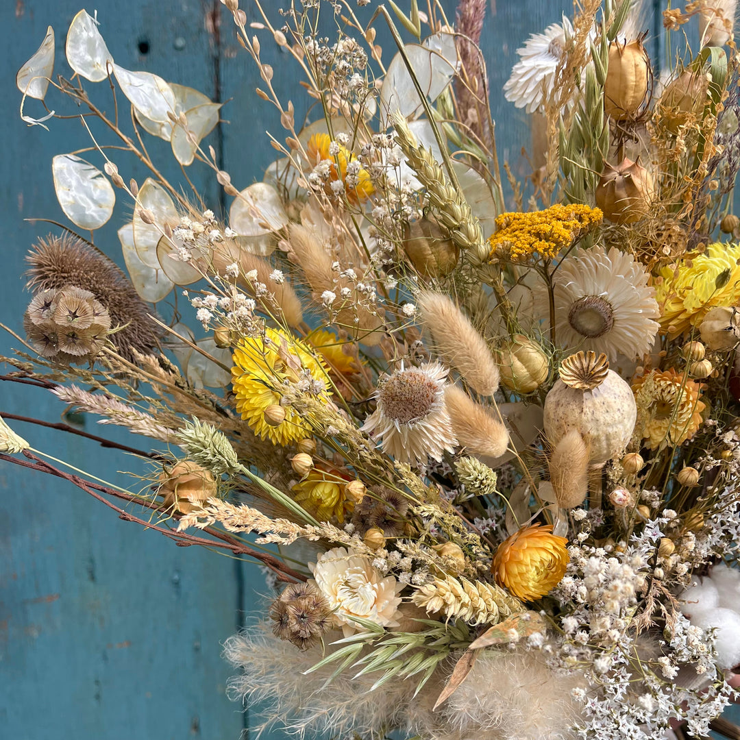 dried seed pods flower arrangements Golden Yarrow & Oat Dried Flower Bouquet – The Flowersmith Studio