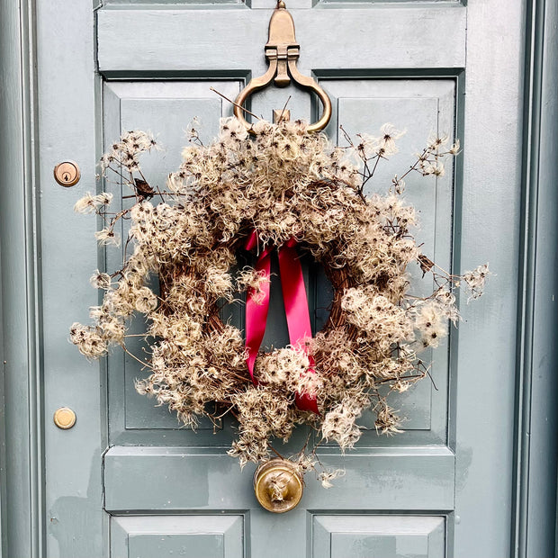 Handmade Luxury Elm Wreath “Clematis Clouds”