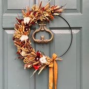 Handmade Dried Flower Hoop Wreath “Golden Ochre”