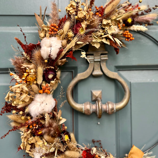 Handmade Dried Flower Hoop Wreath “Golden Ochre”