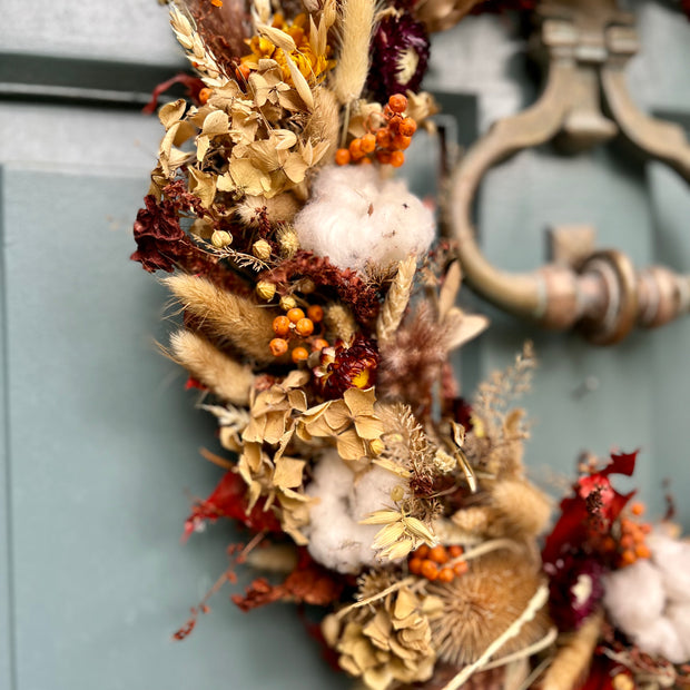 Handmade Dried Flower Hoop Wreath “Golden Ochre”