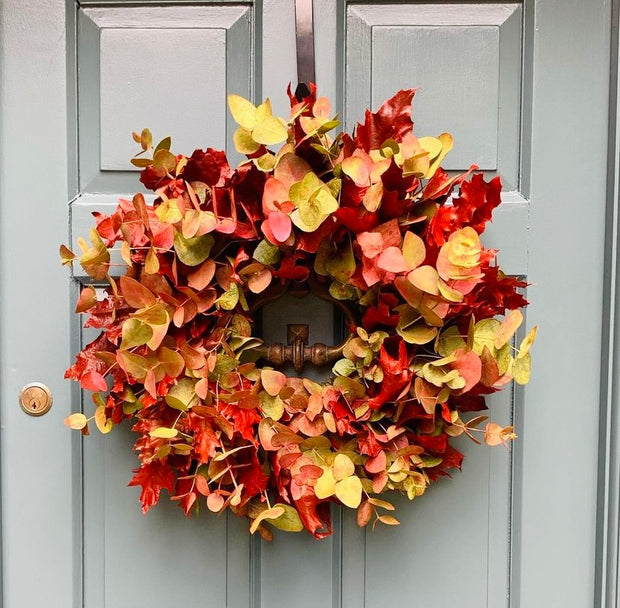 DIY Kit- Luxury Autumn Dried Flower Wreath “Autumn Leaves” w/ Online Video Tutorial